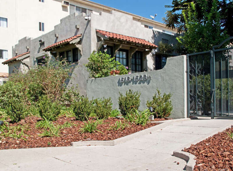 Bungalow Court at 1516 N. Serrano Avenue — in the East Hollywood district of Los Angeles, California.