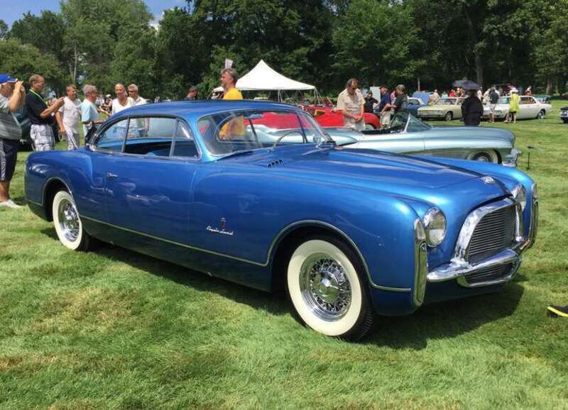 Historical dream cars on display at the Eyes on Design event at the Edsel Ford estate, Grosse Pointe Shores, Michigan.