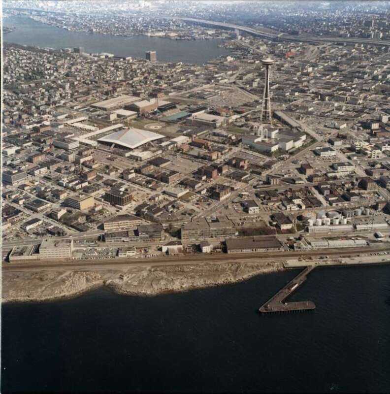 Aerial view of Seattle Center.
