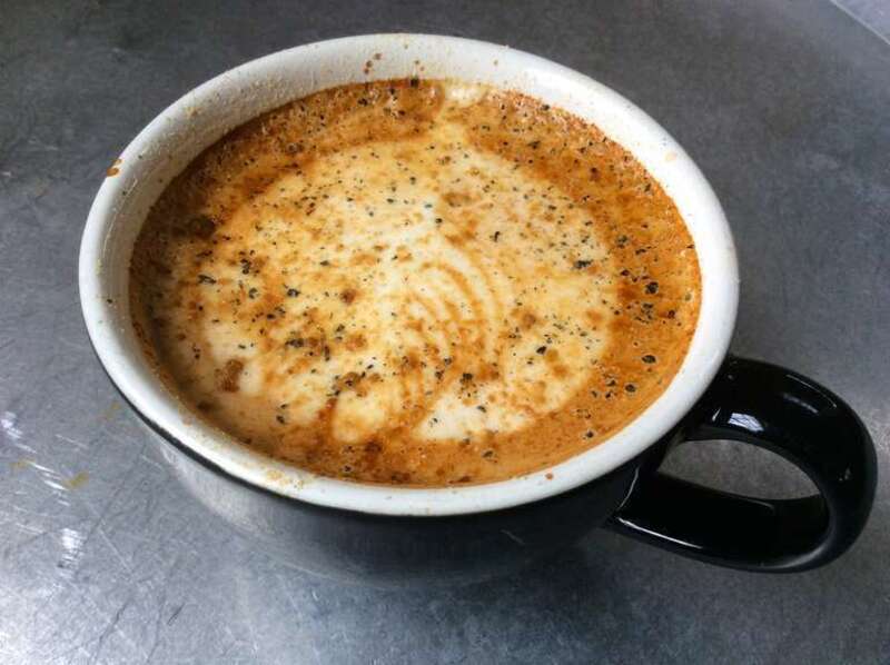 Doctor Bartlett Leonidas Snipes Durham, a.k.a., &quot;The Dr. Durham&quot; - a very special latte topped with ginger and black lava salt, served at Cocoa Cinnamon in Durham, North Carolina.