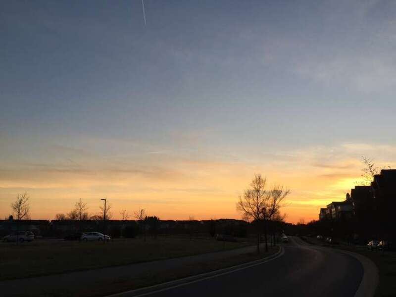 Sky just after sunset along Fallsgrove Drive in Rockville, Montgomery County, Maryland