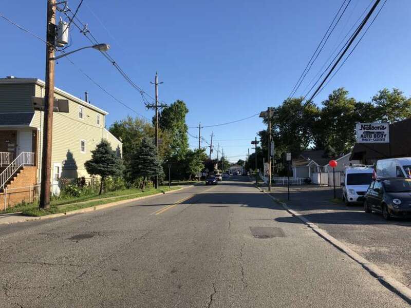 View south along Hudson County Route 507 (Schuyler Avenue) at John Hay Avenue in Kearny, Hudson County, New Jersey