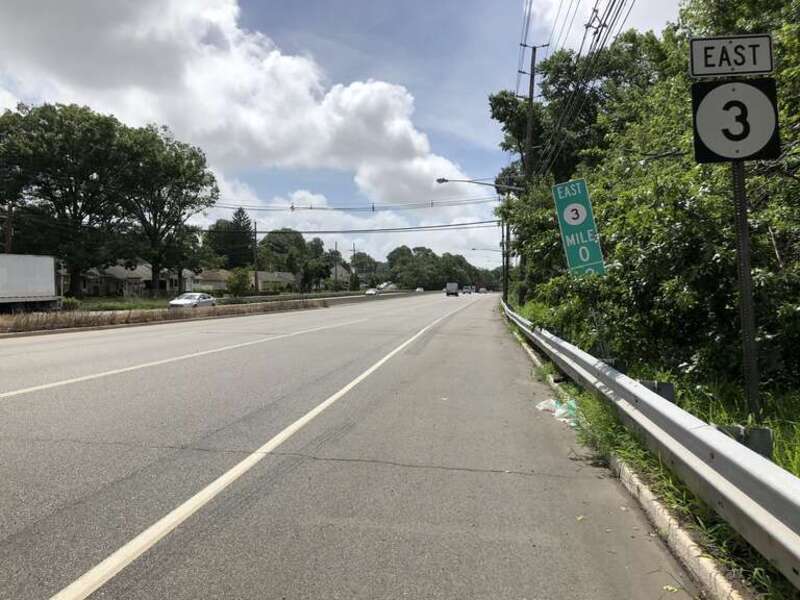 View east along New Jersey State Route 3 (Secaucus Bypass) just east of U.S. Route 46 in Clifton, Passaic County, New Jersey