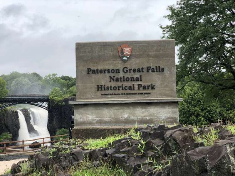 Sign for Paterson Great Falls National Historical Park along McBride Avenue in Paterson, Passaic County, New Jersey