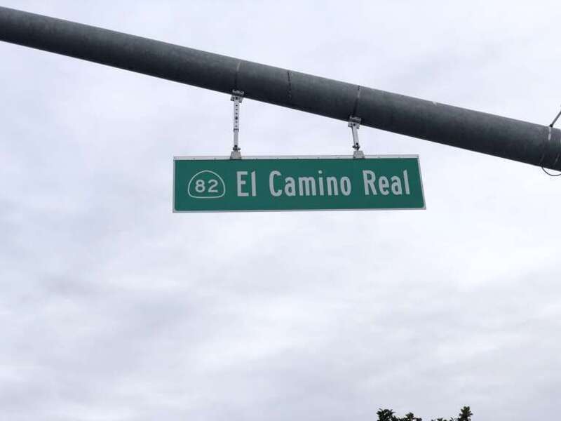 Traffic light blade for California State Route 82/El Camino Real at South Mathilda Avenue in Sunnyvale, Santa Clara County, California