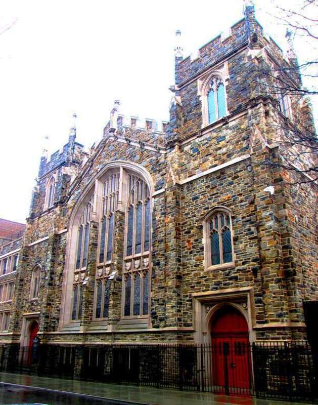 The Abyssinian Baptist Church, located at 132 West 138th Street between Adam Clayton Powell Jr. Boulevard and Lenox Avenue in the Harlem neighborhood of Manhattan, New York City, was built in 1922-23 and was designed by Charles W. Bolton &amp;amp; Son in