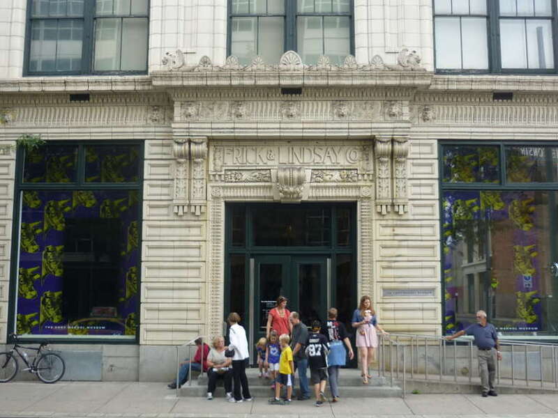 An entrance to the Andy Warhol Museum at 117 Sandusky Street, Pittsburgh, PA.