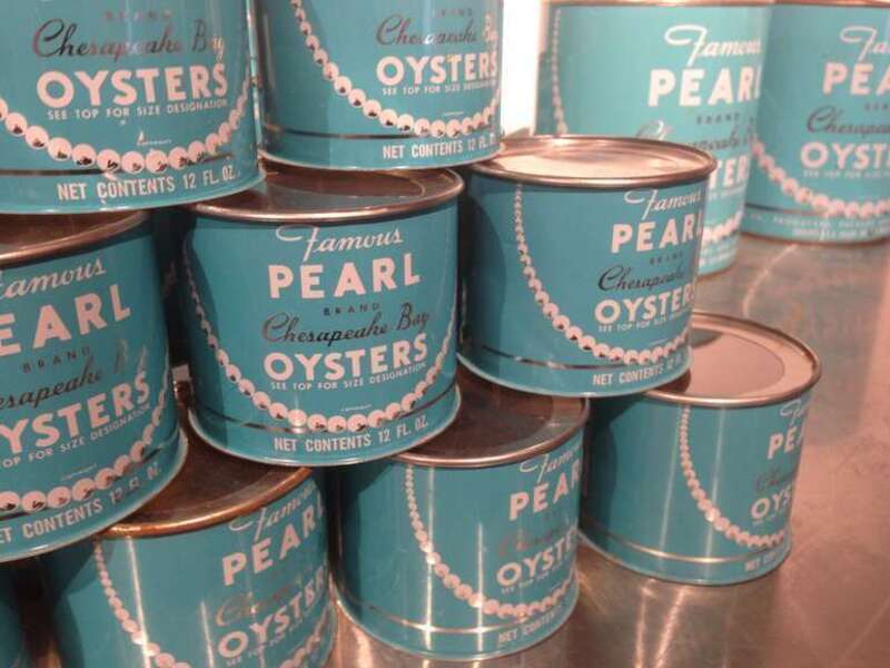 Oyster cans in the Annapolis Maritime Museum. The museum was origianlly founded in 1986 as the Eastport Historical Society. It was renamed the Annapolis Maritime Museum in 2000. It is located inside the McNasby Oyster Packing Co. building.