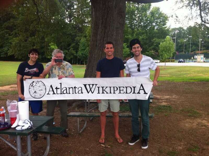Atlanta Wikipedia editors with banner