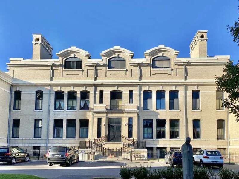 Built in 1913, this Beaux Arts-style school building was designed by Emmanuel L. Masqueray as the parish school for the Church of the Immaculate Conception.  Following the church’s renaming and designation as the Basilica of Saint Mary, the school