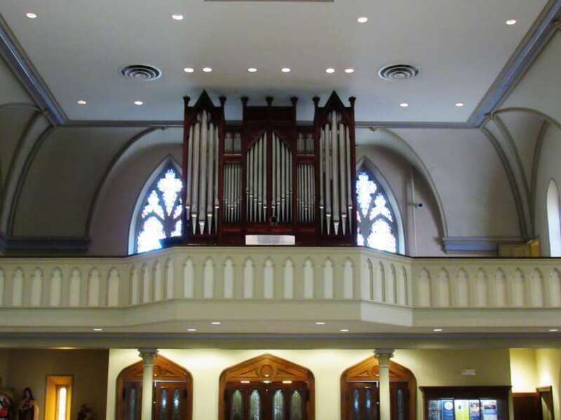 The pipe organ in the Basilica of St. Mary in Alexandria, Virginia.
