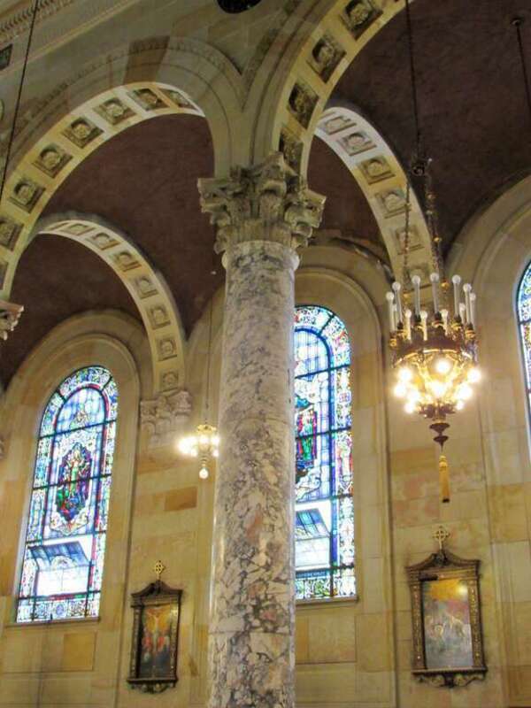 One of the interior columns in the Basilica of the Immaculate Conception in Waterbury, Connecticut.