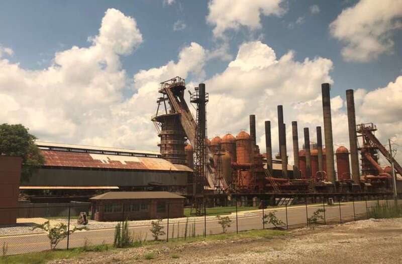 The Sloss Furnaces national historic landmark site in east-Central downtown Birmingham, Alabama. July, 2018.