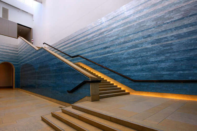 The atrium in the Blanton Museum of Art Michener Gallery Building at the University of Texas at Austin in Austin, Texas, United States.