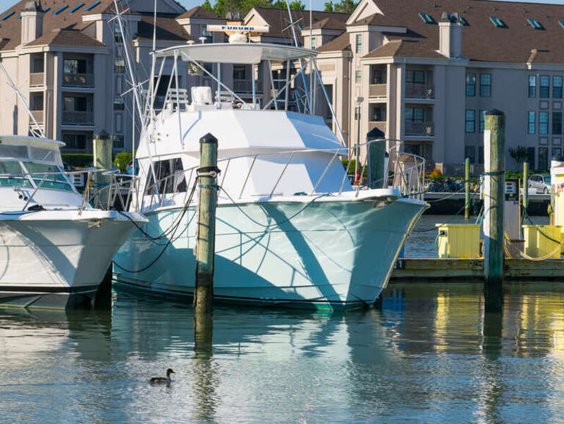 Boats at Rudee Inlet, Virginia Beach.