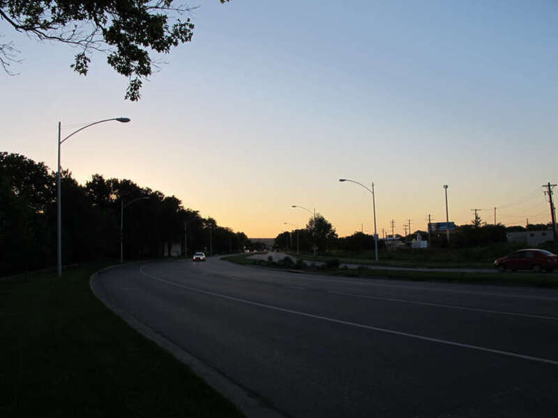 Photo of Capitol Parkway; looking north-northwest from the southwest corner of S. 27th Street &amp;amp; Capitol Parkway in Lincoln, Nebraska.  This photo was taken just after the sun had set.
