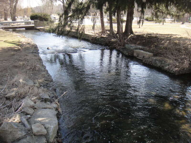 Cedar Creek at the Cedar Creek Park flowing into Lake Muhlenberg.