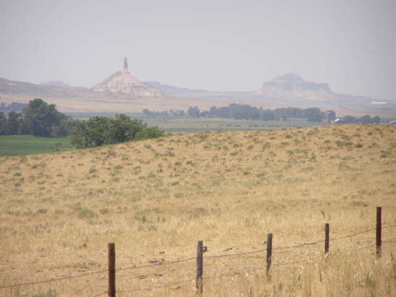 Chimney Rock a landmark along the California, Oregon and Mormon Trails in western Nebraska.