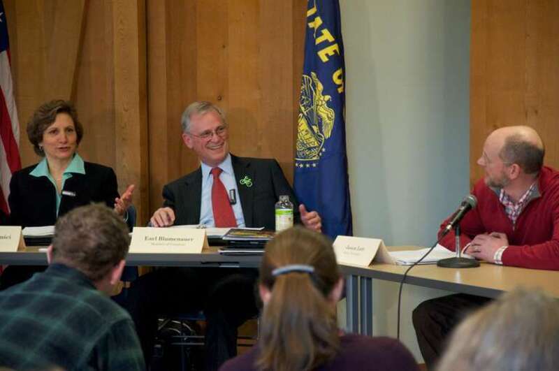 U.S. Representative Suzanne Bonamici, U.S. Representative Earl Blumenauer, and Jason Lett