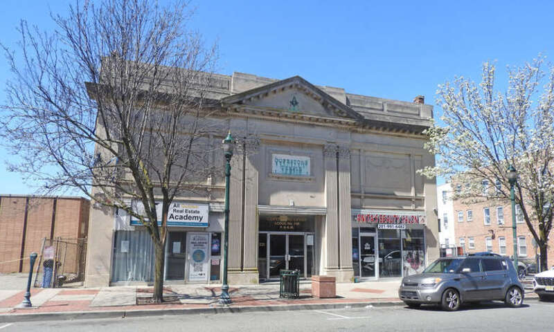 Looking northwest at at Masonic temple on a sunny midday