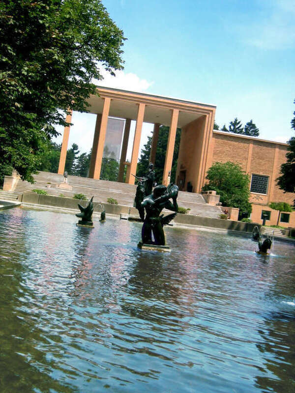 The art museum and library at the Cranbrook Academy of Art. The building was designed by world-renowned architect Eliel Saarinen as part of his master plan for the Cranbrook Educational Community.