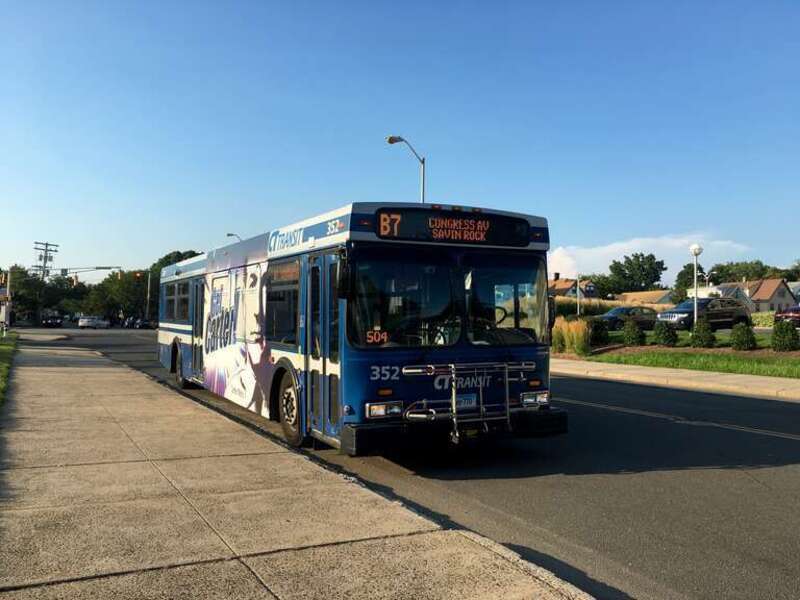 One of New Haven's many Detroit Diesel powered buses along the West Haven Beach.