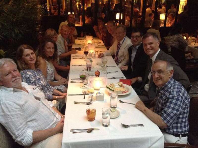 Daniel Oerther and Sarah Oerther enjoy dinner with the 2014 class of Jefferson Science Fellows at the Old Ebbitt Grill near the White House in Washington, DC