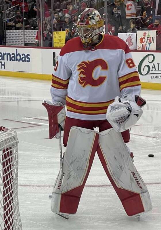 Daniel Vladař with the Calgary Flames in 2021