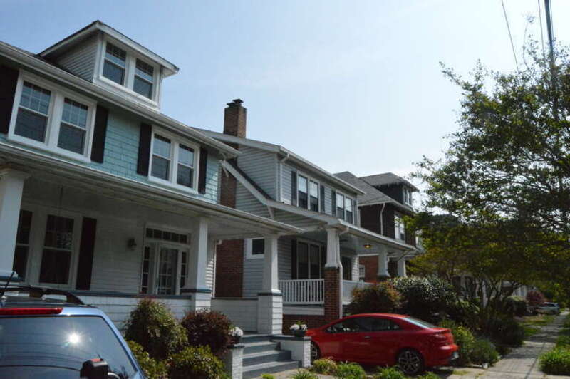 Houses on the northern side of Delaware Avenue east of the Gosnold Avenue intersection in Norfolk, Virginia, United States.  This block is part of the Colonial Place Historic District, a historic district that is listed on the National Register of