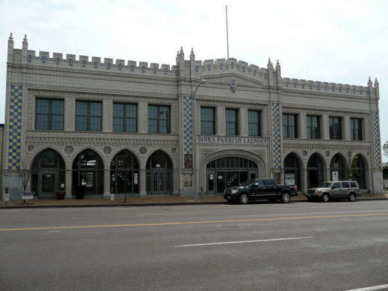 3124 Olive Street. Built in 1926, the Dinks Parrish Laundry building  later housed Morgan Linen Supply company and has been renovated  with a jazz club and a restaurant on the first floor and loft apartments above.