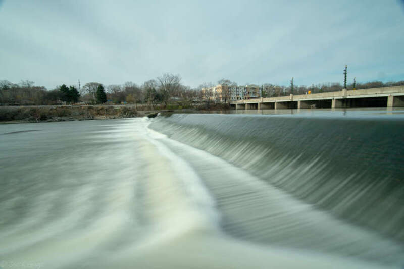 Elgin's Kimball Street bridge and dam