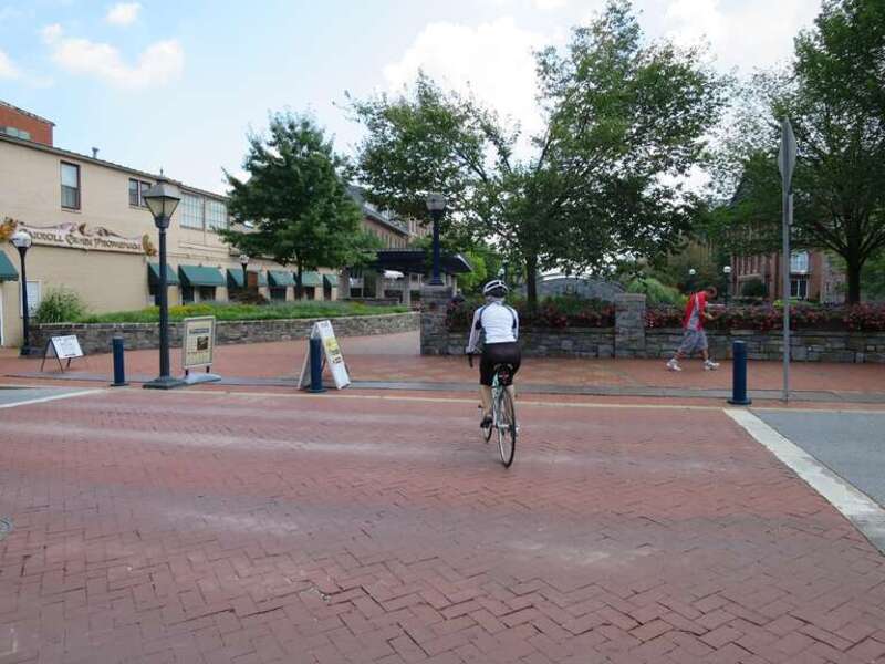 Enter Carroll Creek Linear Park at Market Street