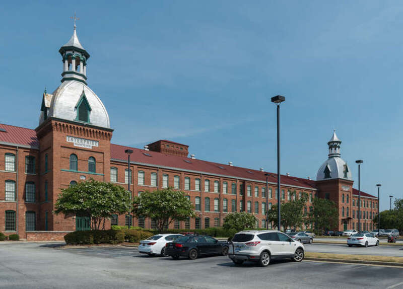 A south view of the northern part of Enterprise Mill, part of the Historic Augusta Canal and Industrial District