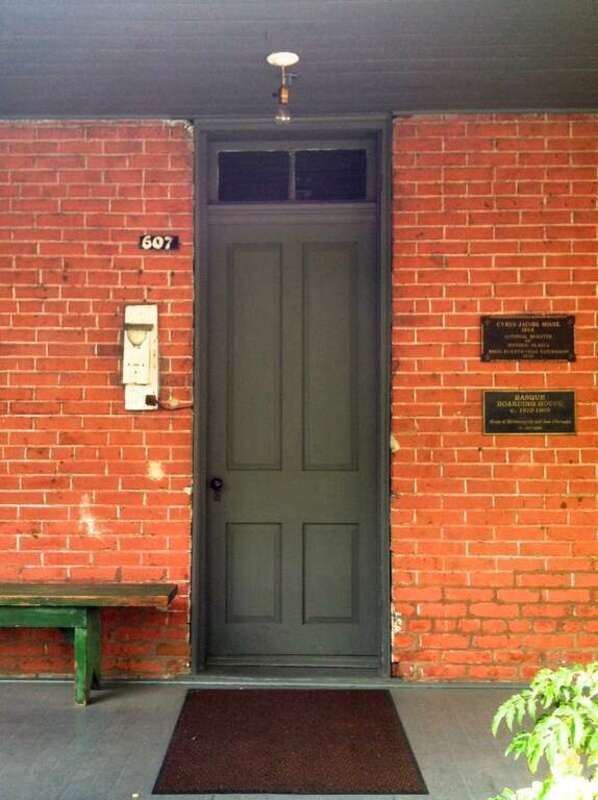 Front door of the Cyrus Jacobs House, 607 Grove Street, Boise, Idaho, USA. Former boarding house for Basque immigrants.
