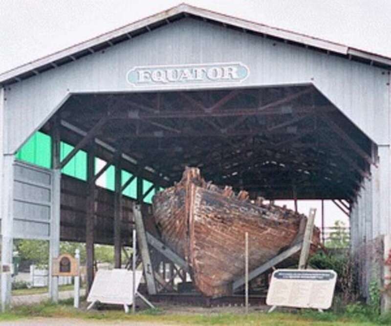 Photo of preserved hulk of schooner Equator. Photographer: Joe Follansbee