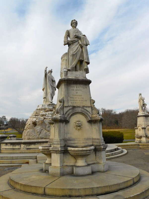 Statue of Father Matthew of County Tyrone Ireland, part of the Catholic Total Abstinence Fountain in Fairmount Park, Philadelphia.  Fountain constructed in 1876, sculptor Herman Kirn at Avenue of the Republic &amp;amp; States Street. Marble sculptures