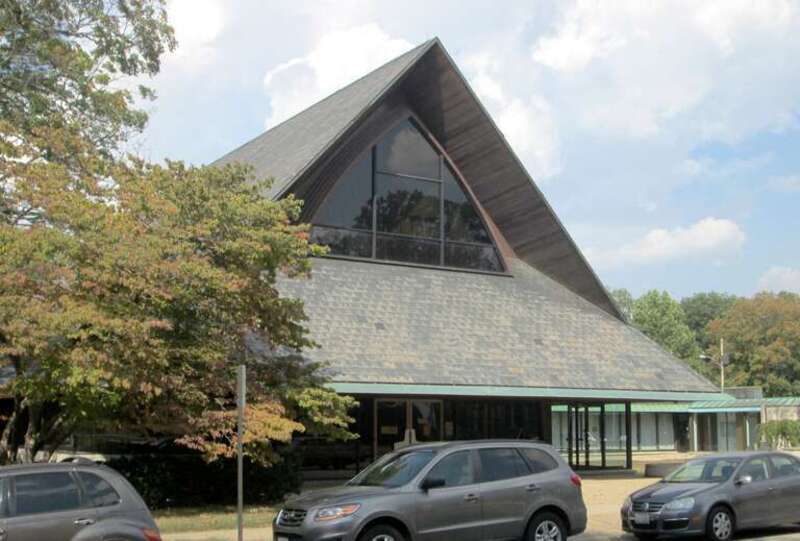 The First Presbyterian Church at 602 West Green Street in Urbana, Illinois was founded in 1856.  The congregatio nheld its first service in this sanctuary in 1964; it was their third church. (Source: [1])