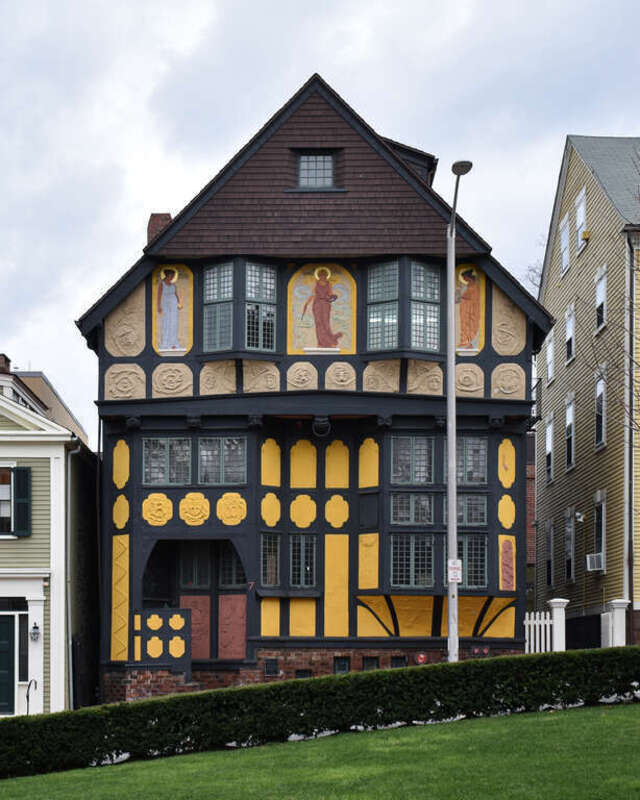 Fleur-de-lys Studios from the yard of the First Baptist Church in America Providence RI