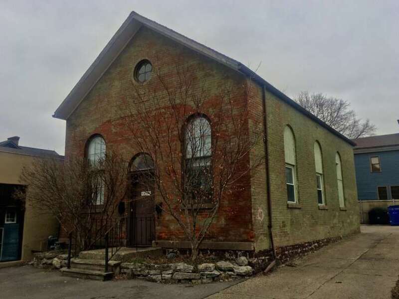 The former Friends Meeting House, 173 Allen Street at Park Street, Buffalo, New York, February 2020. Before this modestly-scaled brick Italianate church was constructed in 1868 on the former estate of James Warren, Buffalo's Quaker community had to