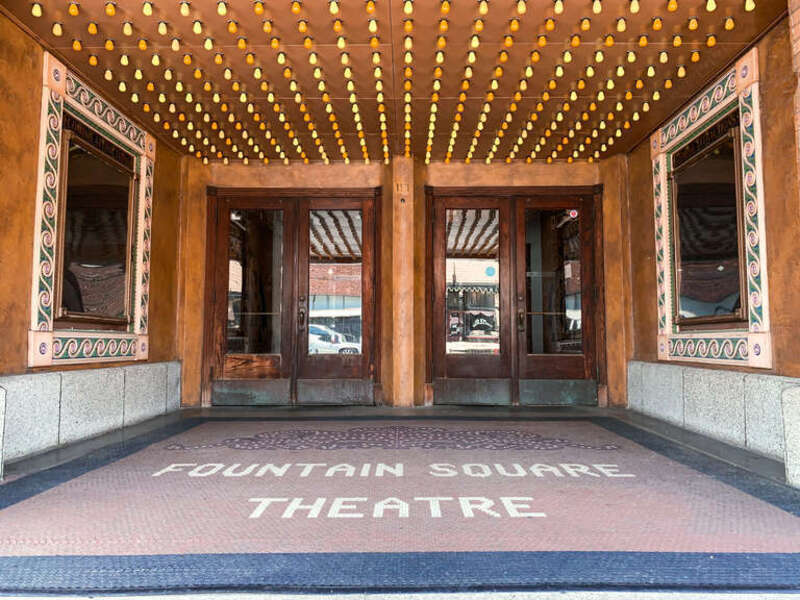 Entrance to the Fountain Square Theatre in the Fountain Square neighborhood of Indianapolis.