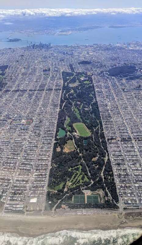 Aerial view from the west of  Golden Gate Park, San Francisco, California
