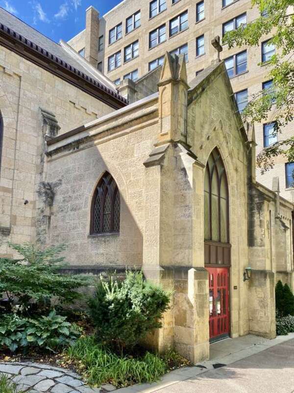 Built in 1855-1858, this Gothic Revival-style church was designed by James Douglas for the congregation of Grace Episcopal Church, the oldest congregation in Madison.  The building is the oldest remaining structure fronting Capitol Square, though