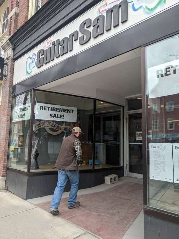 Guitar Sam music store at 71 Main Street in downtown Montpelier, Vermont.