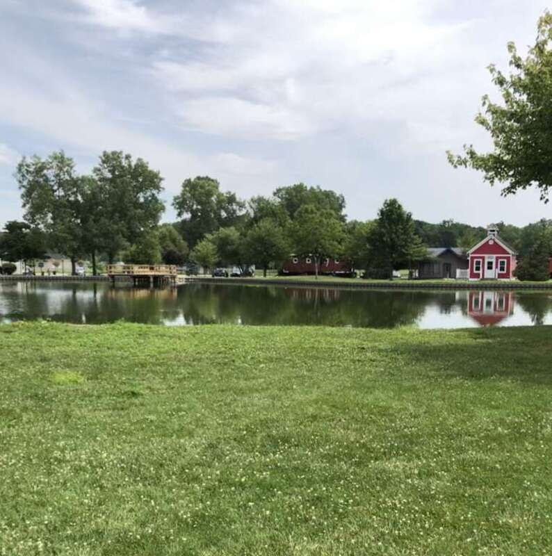 View of Coan Lake in Heritage Park in Taylor MI In July 2020.