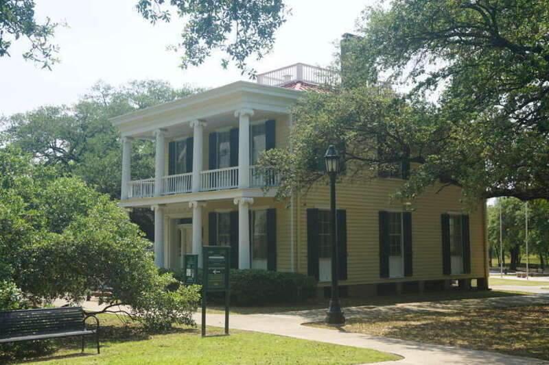 The 1850 Nichols-Rice-Cherry House at Sam Houston Park in Houston, Texas (United States).