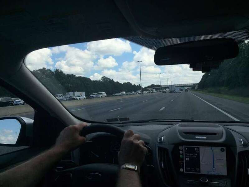 Evacuating traffic (opposite side) heading away from Miami.