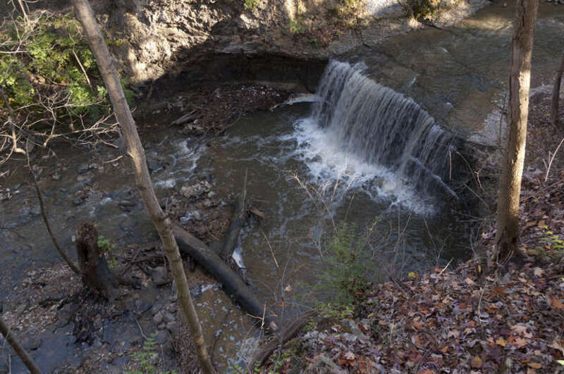 One of the Waterfalls at Indian Run Falls in Dublin, Ohio. Indian Run Falls comes from South Fork Indian Run creek before the confluence with North Fork Indian Run creek shortly it merges into the Scioto River. This is a unique place in Franklin