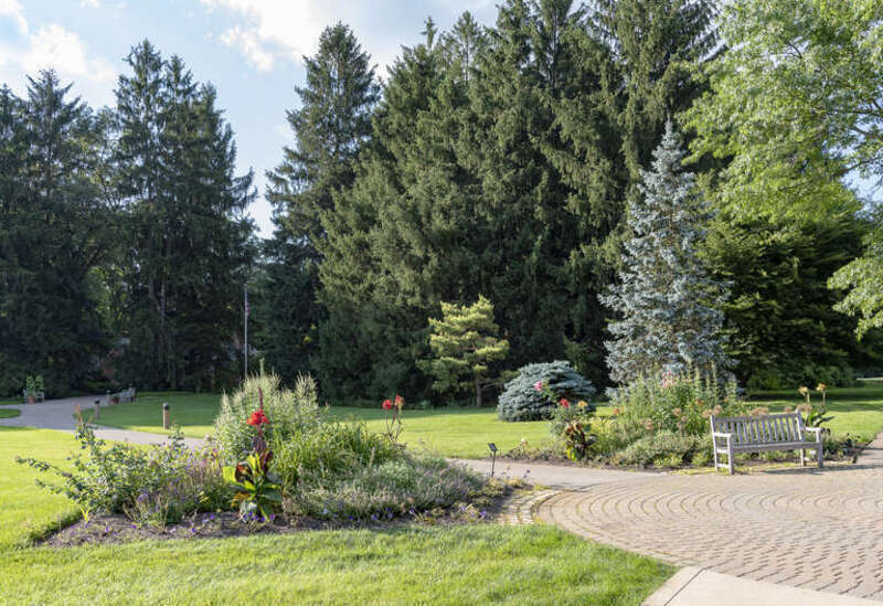 The entrance to Innis Woods Metro Park on a summer afternoon.