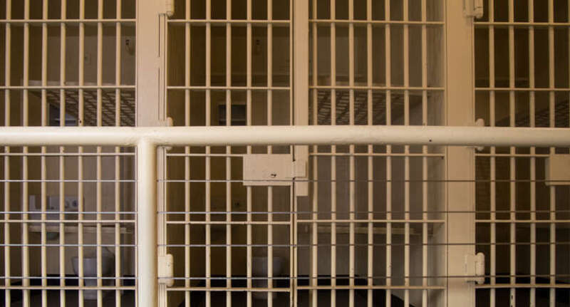 Jail cells exhibit/area at the Old Police Headquarters in San Diego's Seaport Village/Marina district.