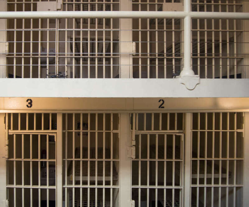Jail cells exhibit/area at the Old Police Headquarters in San Diego's Seaport Village/Marina district.